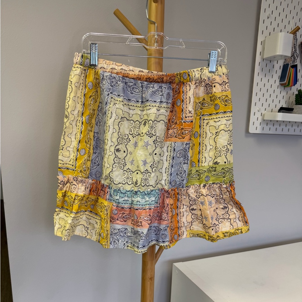NWT Rachel Zoe Multicolor Paisley Bandana festival Summer Skirt Size Large - Picture 2 of 5